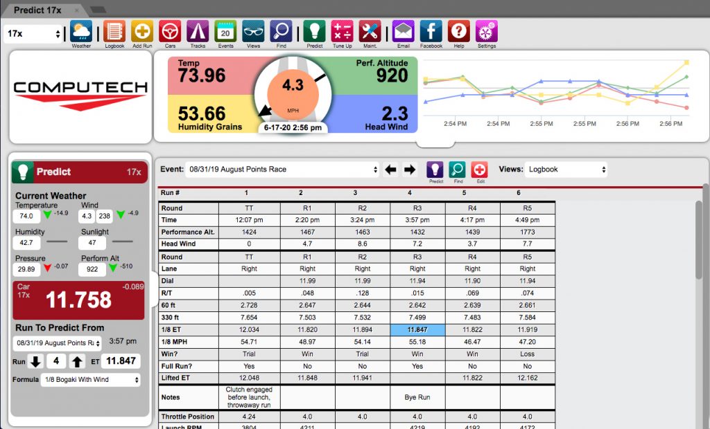 Computech RaceBase ET Prediction Software for Drag Racing