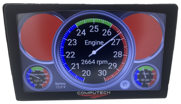 Computech DataMaxx Pro Dash Drag Racing Data Logger Screen - Footbrake High RPM View