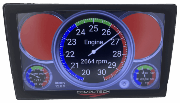 Computech DataMaxx Pro Dash Drag Racing Data Logger Screen - Footbrake High RPM View