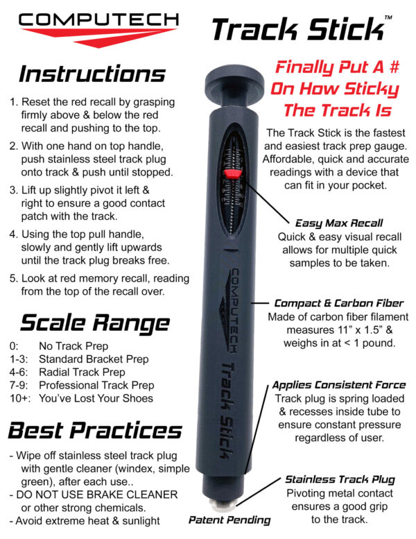 Track Stick - Finally put a number on how sticky the track is - Drag Racing Traction Measuring Gauge Device