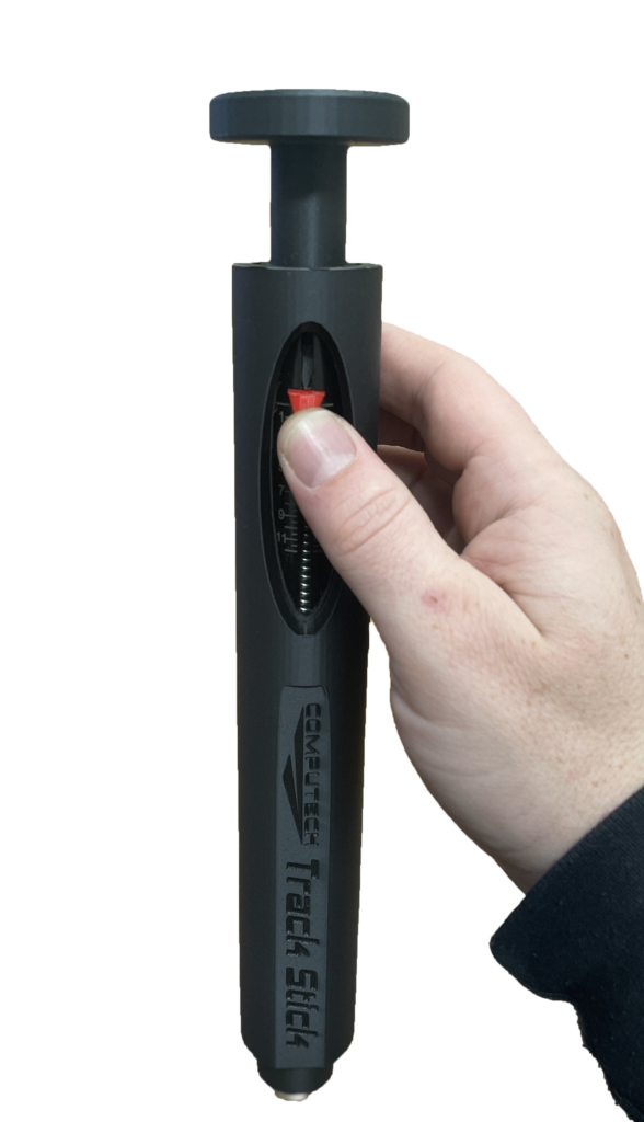 Track Stick Instructions - Step 1 - Reset the Max Recall by pushing it to the top of the scale